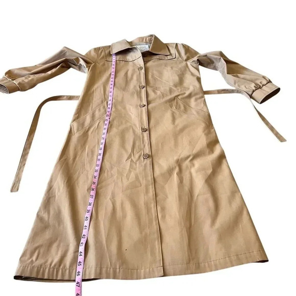 1970 Vintage London Fog Women's Beige Trench Coat Size 16 Long Belted - Picture 5 of 10